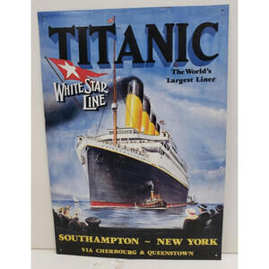 Titanic Metal Sign White Star Line Vintage Advertising Reproduction 11" x 16"